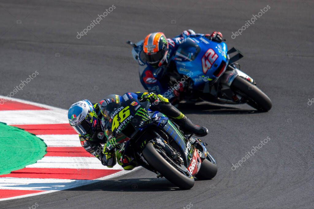 Valentino rossi - monster energy yamaha motogp and alex rins - team suzuki ecstar during Grand Prix of San Marino and Riviera di Rimini - Free practice 4 and Q at the Misano Marco Simoncelli World Circuit in misano adriatico, Italy, September 19 2020