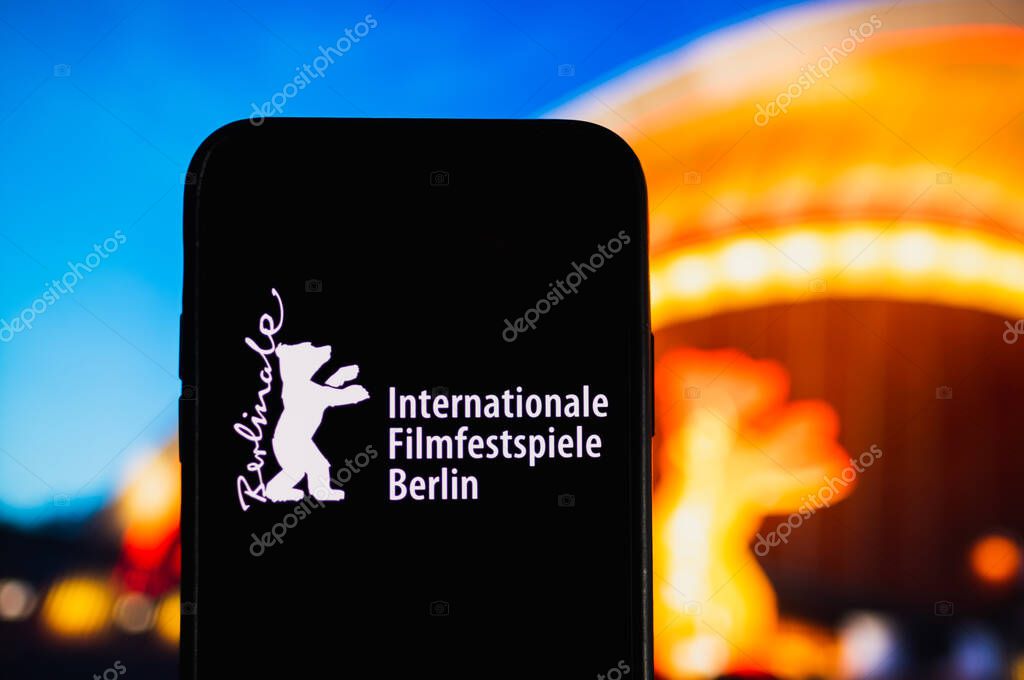 Berlin International Film Festival logo on smartphone screen. High quality photo.