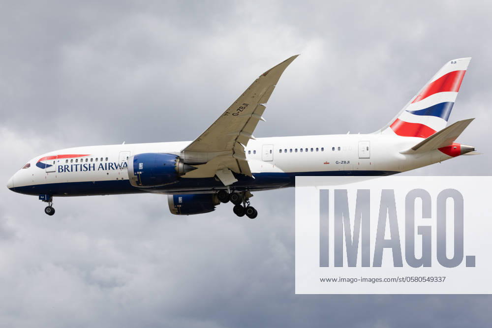 Aircraft And Airline Stock A British Airways Boeing 787 is being at London Heathrow Airport in London, United Kingdom, on June 10, 2023. London United Kingdom