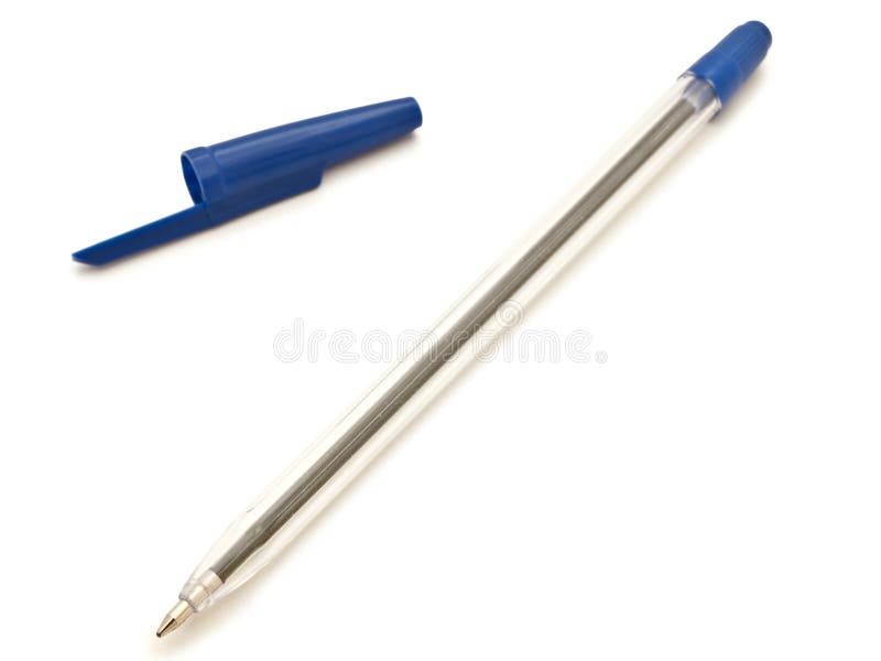 Pen, Single ball pen with cap against the white background