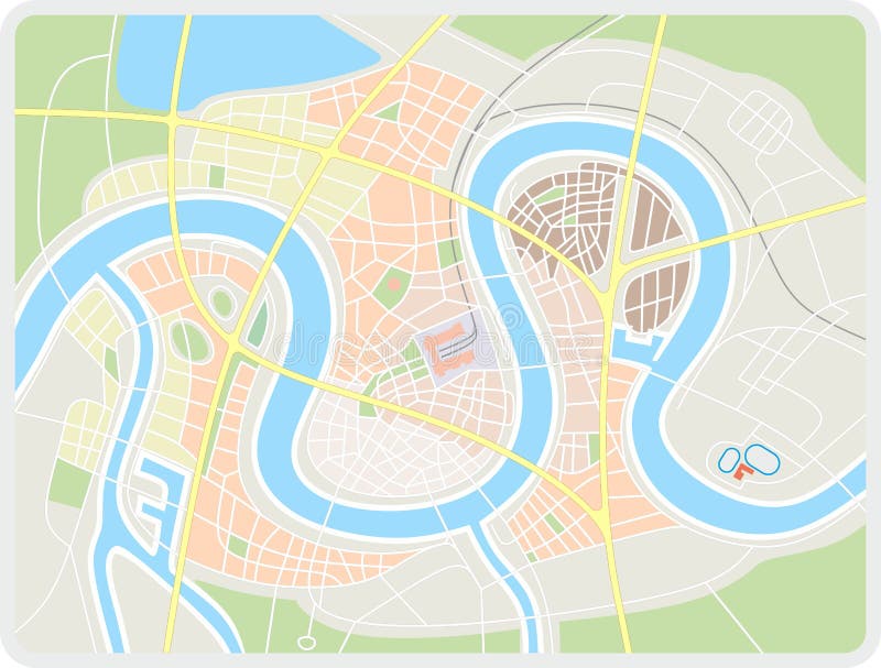 Town map, Town map of a fictive city with river