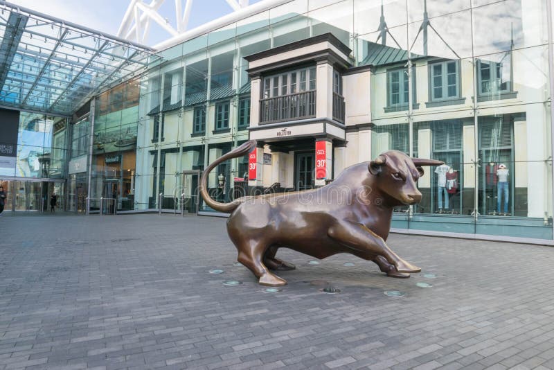 Birminghamm, UK - October 3rd, 2017 : A Bull Sculpture Outside the Front of the Bullring Shopping Centre, a landmark in, Birminghamm, UK - October 3rd, 2017 : A Bull Sculpture Outside the Front of the Bullring Shopping Centre, a landmark in Birmingham.