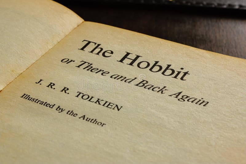 The Hobbit Book, A vintage paperback edition title page of The Hobbit written by J.R.R. Tolkien in 1937 a classic childrens story that has been in print for over 81 years