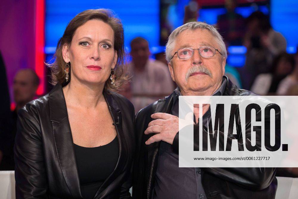 MDR - Riverboat. Liedermacher Wolf Biermann mit seiner Ehefrau Pamela anläßlich der MDR - Talkshow Riverboat am 14.03.2014 im Studio 3 der Mediacity Leipzig.