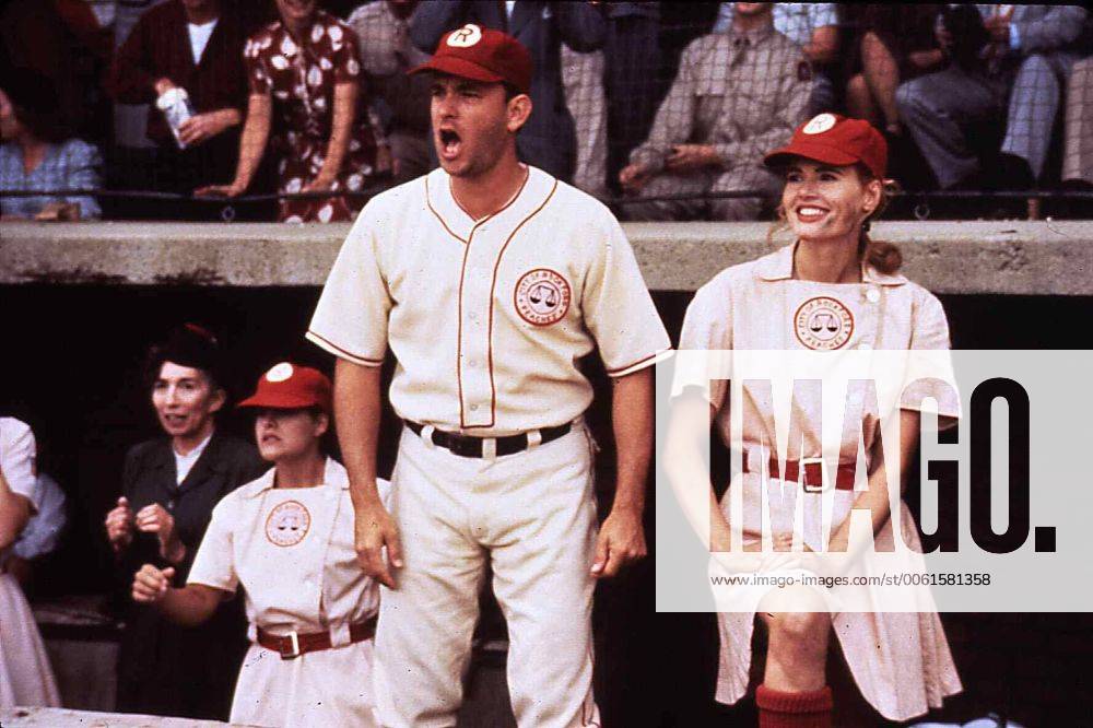 Tom Hanks, Geena Davis Dottie (Geena Davis) ist die beste Spielerin in Jimmys (Tom Hanks) Mannschaft. 1992 UnitedArchives01351746