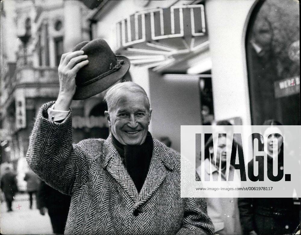 Feb. 02, 1968 - Maurice Chevailer here for farewell concert tour he joins the queue to see the film Camelot : Maurice Chvealier, the most durable entertainer, and the most popular Frenchman in the world, has arrived in London, Now nearly 80, he is here to make a farewell tour of Britain doing a series of one-man concerts, all one -night stands, starting in Manchester on Feb. 13th, and coming to the London Palladium on Sunday Feb 18th. This afternoon Maurice went along to the Warner Cinema to see the film Camelot . Photo shows Maurice Chevalier, doffs his hat as he walks through Leicester Square on his way to see the film Camelot at the Warner Cinema this afternoon. - ZUMAk09