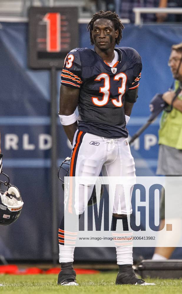 Chicago Bears cornerback Charles Tillman (33) watches from the sidelines in game action. The Chicago Bears played the Oakland Raiders in a preseason game at Soldier Field in Chicago, IL. The Raiders defeated the Bears 32-17. Icon164082110218