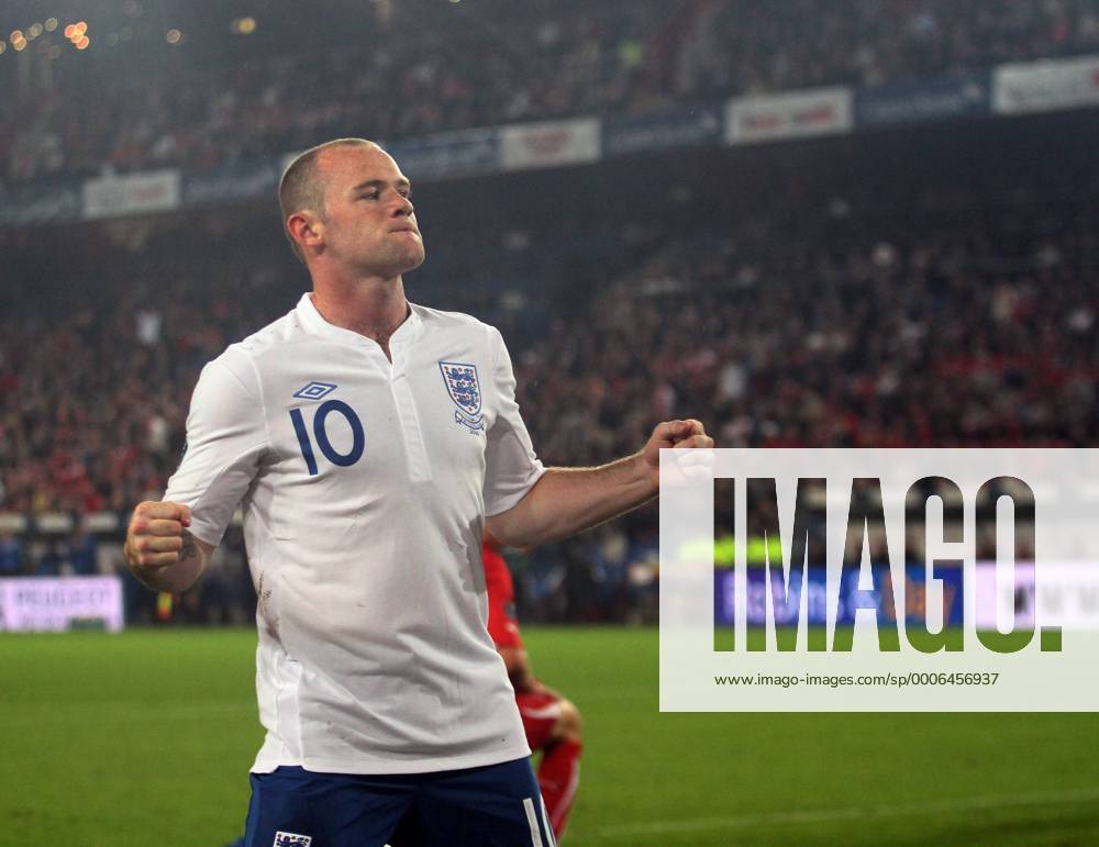 England s Wayne Rooney celebrates scoring his sides opening goal European Championship Qualifying Group G Switzerland v England 7th September, 2010 .