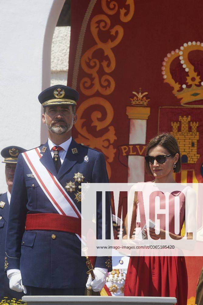 San Javier, Murcia, Spain - King Felipe VI of Spain and Queen Letizia of Spain visit the Air Force General Academy to attend the graduation ceremony on July 14, 2015 in San Javier, Murcia, Spain San Javier Spain - ZUMAg15_