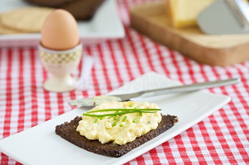 Healthy breakfast, Whole wheat rye with egg salad for breakfast