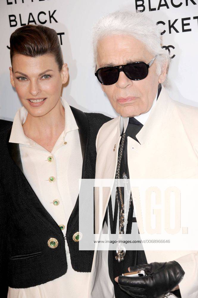 New York, NY, USA - . . . . . .June 6, 2012...New York City Linda Evangelista and Karl Lagerfeld attend Chanel s The Little Black Jacket event at Swiss Institute on June 6, 2012 in New York City - ZUMAny1_