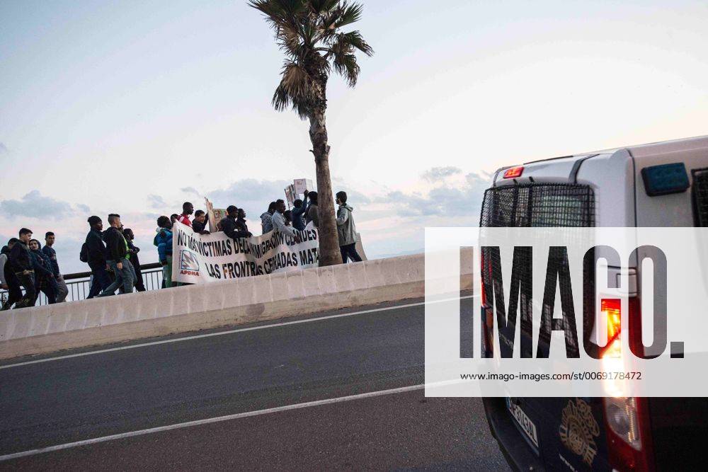 Feb. 6, 2016 - Ceuta, Spain - On the 6th February 2014, at least 15 migrants died intenting to cross the border between Morocco and Spain, in Ceuta. Hundred of people march, in Ceuta, Spain, on February 6, 2016 to remember the tragic death, and in solidariety with migrants that tryig to reach Europe for a better life. Ceuta Spain - ZUMAn230