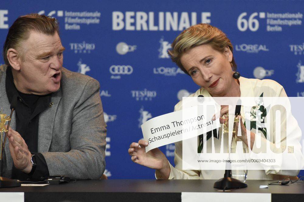 Schauspieler Brendan Gleeson und Schauspielerin Emma Thompson während der Pressekonferenz zum Film -ALONE IN BERLIN JEDER STIRB FÜR SICH ALLEIN- anlässlich der 66. Internationalen Filmfestspiele Berlin 66. Internationale Filmfestspiele in Berlin IFB2016