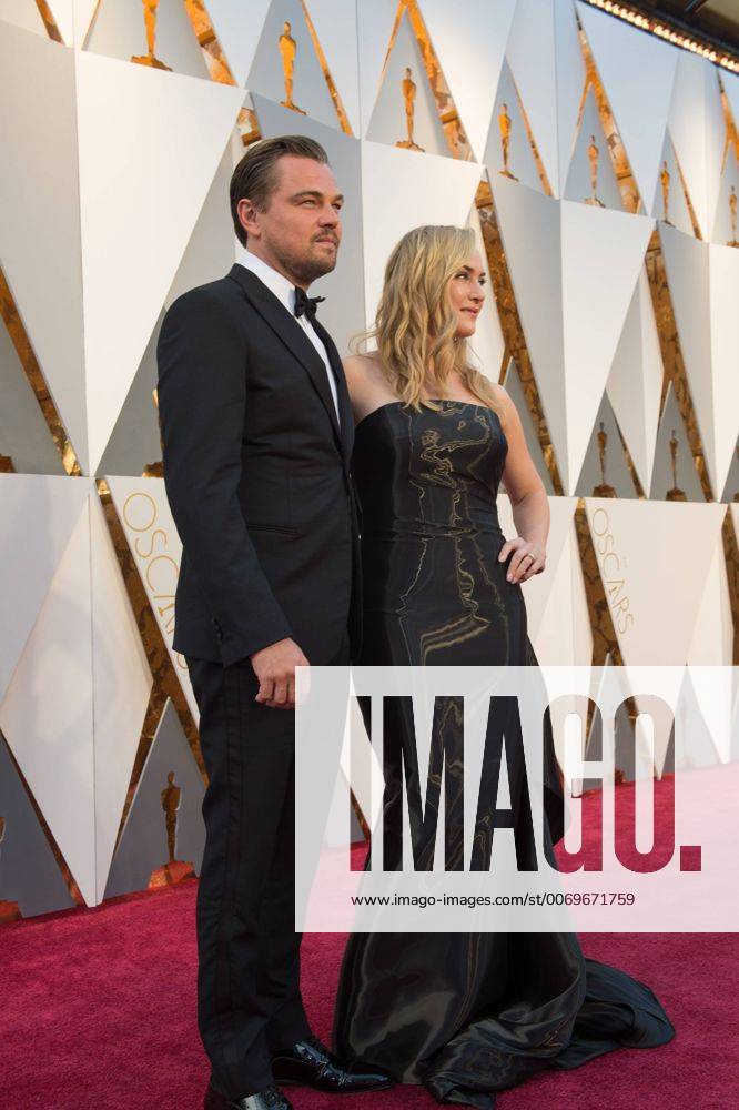 Feb 28, 2016 - Hollywood, California, U.S. - Oscar-nominees, Leonardo DICAPRIO (Di Caprio) and Kate Winslet, arrive at The 88th Oscars at the Dolby Theatre. Hollywood U.S. - ZUMAz03_