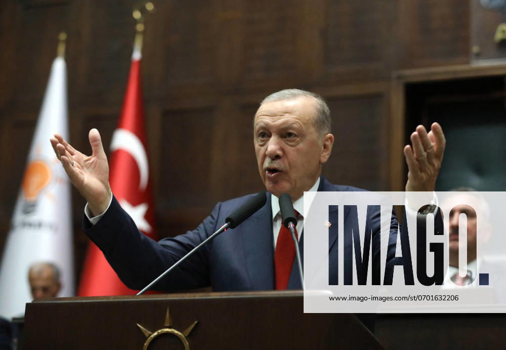 Recep Tayyip Erdogan Addresses The Ankara Parliament - Turkey President of Turkiye and leader of the Justice and Development Party (AKP) Recep Tayyip Erdogan, addresses his lawmakers at the parliament in Ankara, on June 26, 2024. Photo by Depo Photos ABACAPRESS.COM Ankara Turkey