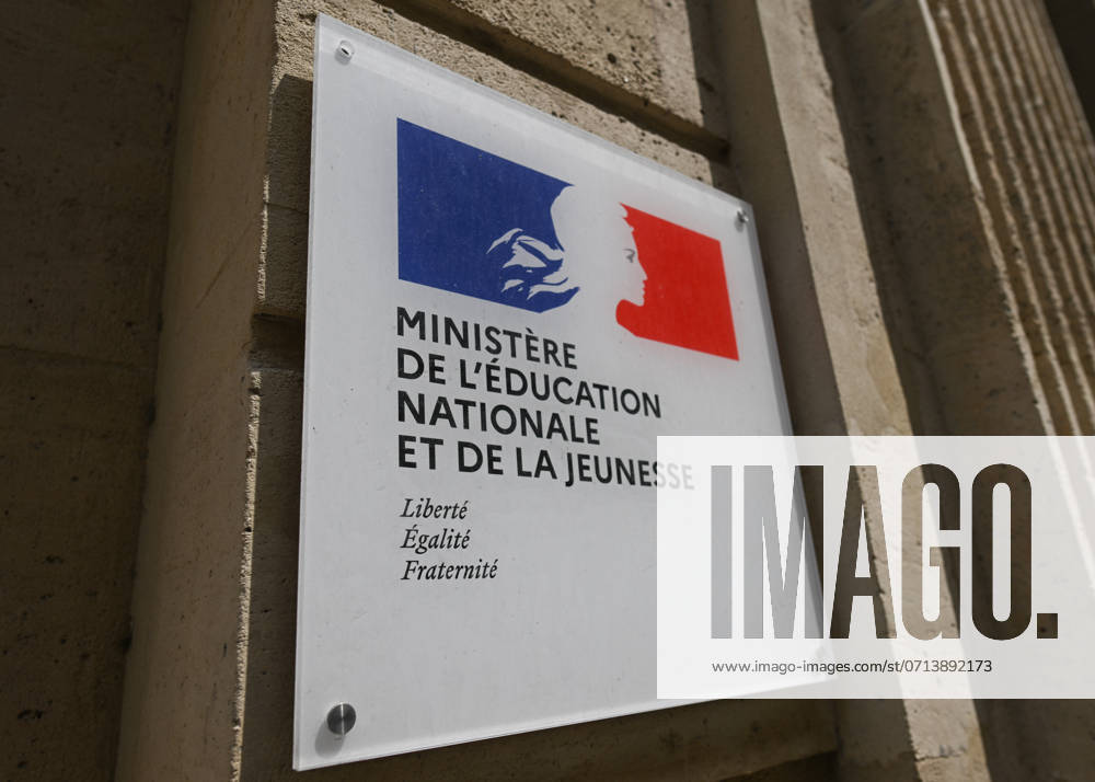 Daily Life In Paris On The Eve Of The Olympics PARIS, FRANCE - JULY 15: A plaque from the Ministry of National Education and Youth, on July 15, 2024, in Paris France. Paris France