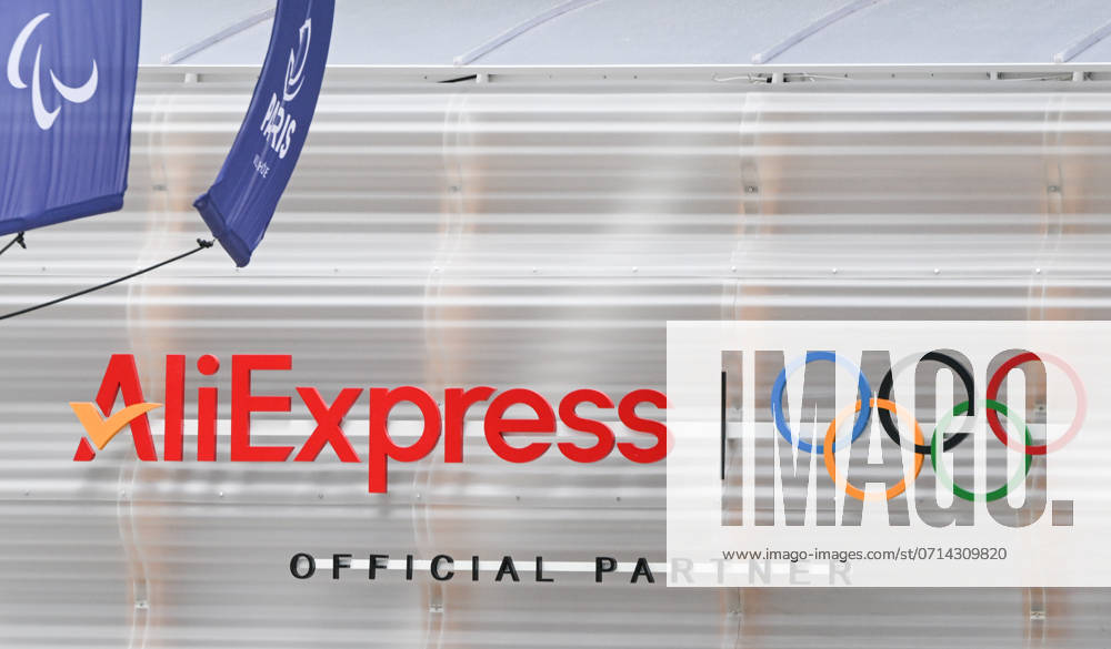 Daily Life In Paris On The Eve Of The Olympics PARIS, FRANCE - JULY 17: Logo of AliExpress, an online retail service based in China and owned by the Alibaba Group, and the Worldwide Olympic TOP Partner for e-commerce platform services, on July 17, 2024, in Paris France. Paris France