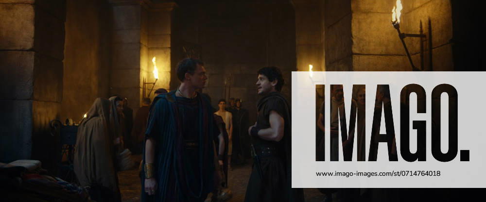 Iwan Rheon, and Jojo Macari Los Angeles.CA.USA. Iwan Rheon with Jojo Macari (as Domitian) in a scene in (C)Amazon Prime Video show, Those About to Die (TV) (2024). S1E2. Directors: Roland Emmerich and Marco Kreuzpaintner Writer:Robert Rodat Source: Novel with same title by Daniel P. Mannix. Plot: Set in Rome 79 CE, the Colosseum is nearing completion. Emperor Vespasian and his two sons Titus Flavianus and Domitian Flavianus are vying to be the next Roman ruler. Meanwhile the chariot races at the Circus Maximus are the big draw for crowds but for how much longer? Will the Colosseum beat it in future?? LMK112-S210724-001 Supplied by LMKMEDIA. Editorial Only. Landmark Media is not the copyright owner of these Film or TV stills but provides