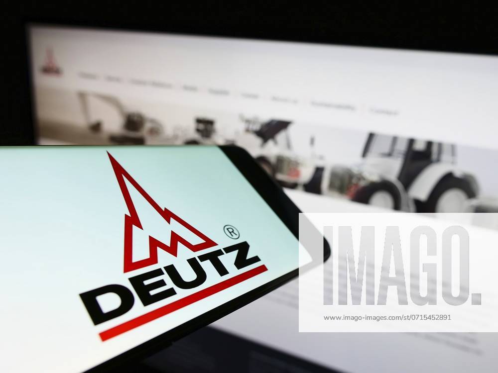 Stuttgart, Germany, 06-12-2022: Mobile phone with logo of German engine company Deutz AG on screen in front of business website. Focus on center of phone display, Europe
