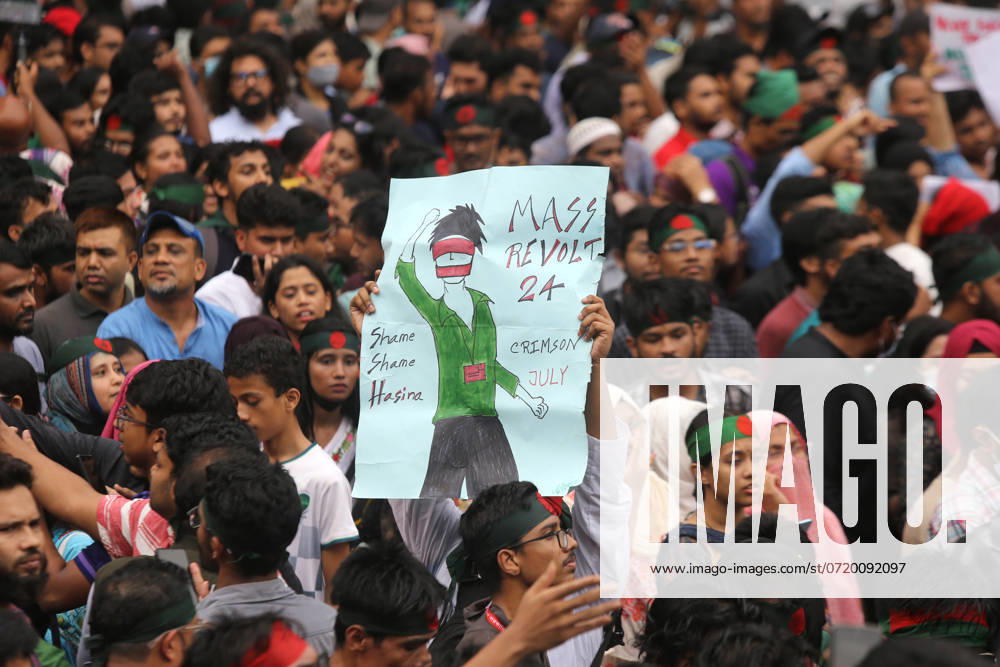 Anti-Discrimination Student Movement held a rally at Central Shaheed Minar in Dhaka on August 3, 2024, to demand justice for the victims killed in the recent countrywide violence during anti-quota protests. Student leaders rallied Bangladeshis on August 3 for a nationwide civil disobedience campaign as Prime Minister Sheikh Hasina s government weathered a worsening backlash over a deadly police crackdown on protesters. Dhaka Bangladesh - ZUMAr336 20240803_zip_r336_001
