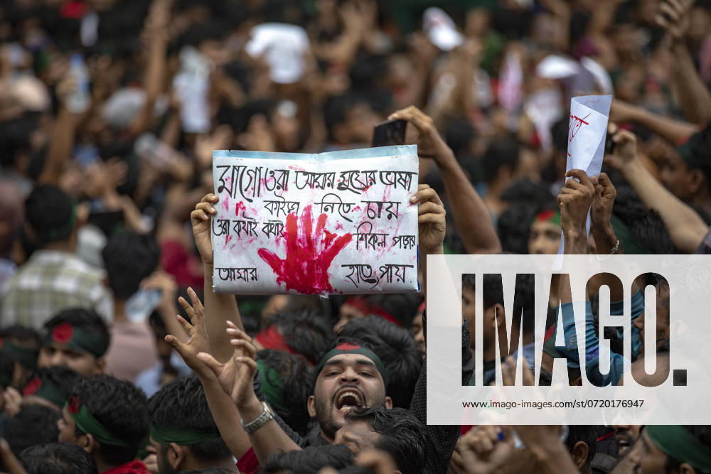 Students Renew Bangladesh Protests An anti-discrimination student is holding placards during a rally at Central Shaheed Minar in Dhaka, Bangladesh, on August 3, 2024, to demand justice for the victims killed in the recent countrywide violence during anti-quota protests. Dhaka Bangladesh