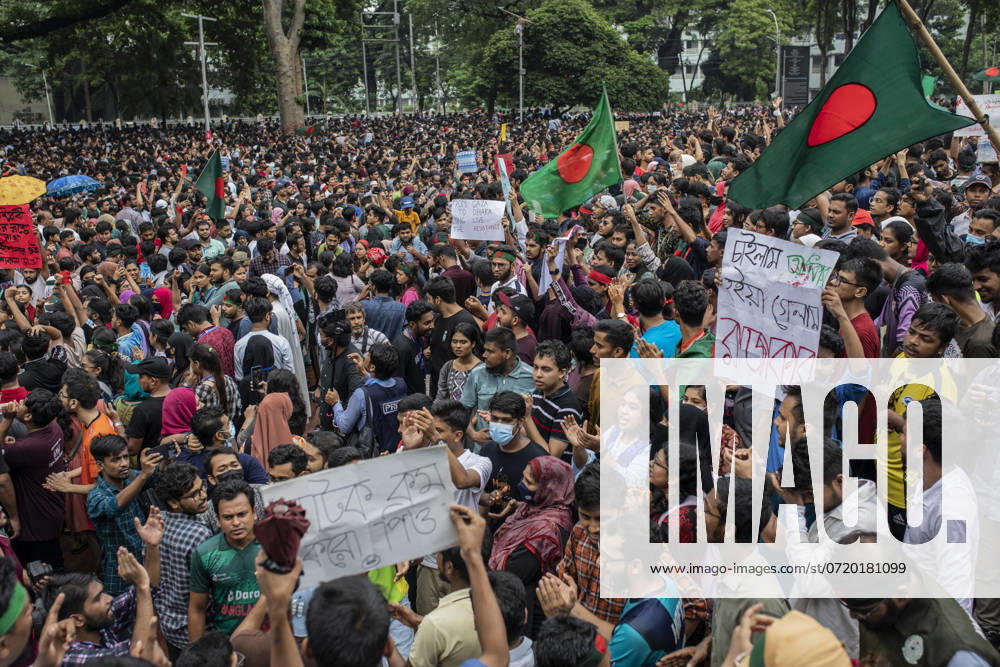 Protest against Prime Minister Sheikh Hasina in Dhaka - 03 Aug 2024 Protesters hold placards expressing their opinion during a demonstration. Bangladeshi students, teachers, human rights activists, and cultural activists took part in a protest against Prime Minister Sheikh Hasina and her government to resign and at the same time, they also demanded the formation of a new national government Dhaka Bangladesh