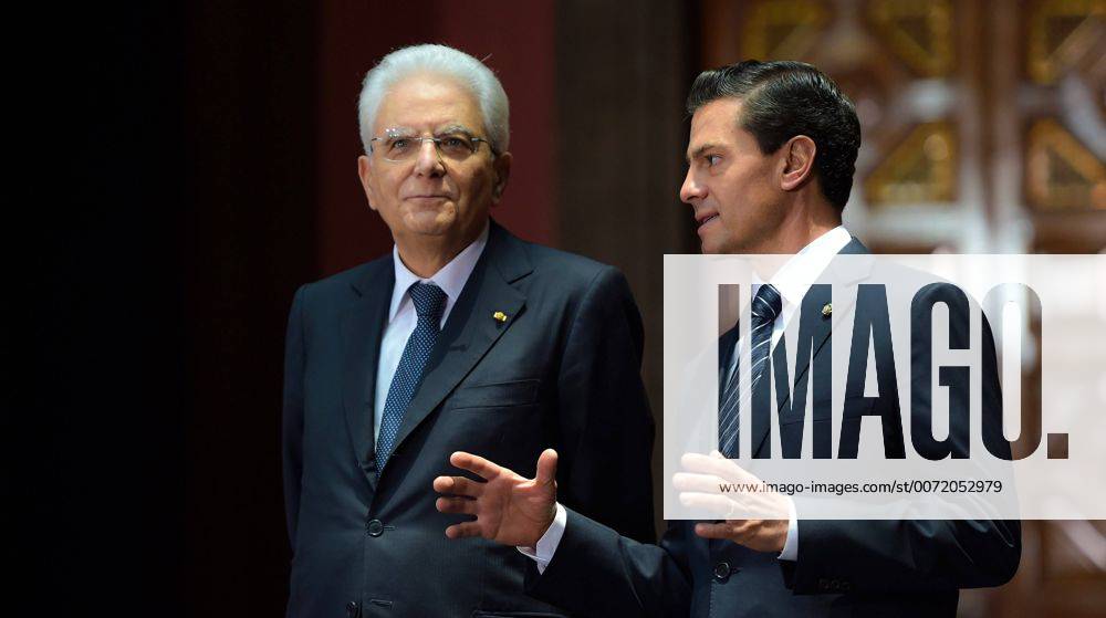 Mexico City, Mexico - Mexican President Enrique Pena Nieto with Italian President Sergio Mattarella during a state visit at the presidential palace July 4, 2016 in Mexico City, Mexico. Mexico City Mexico - ZUMAp138