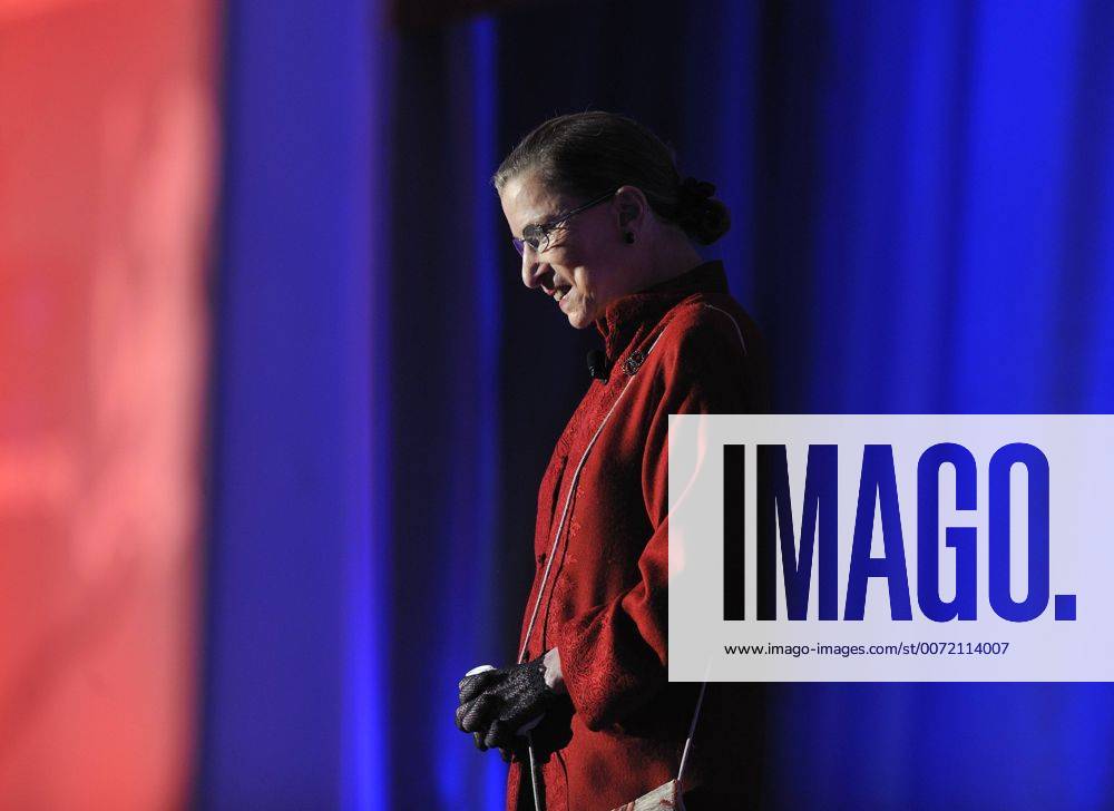 IMAGO ICONS: Ruth Bader Ginsburg Oct. 26, 2010 - Long Beach, California, U.S. - LONG BEACH, CALIF. USA -- U.S. Supreme Court justice Ruth Bader Ginsburg before the start of a discussion with retired U.S. Supreme Court justice Sandra Day O Connor led by Diane Sawyer during the Women s Conference in Long Beach, Calif. on October 26, 2010. .Photo by Jeff Gritchen Long Beach Press-Telegram. - ZUMAgr4_
