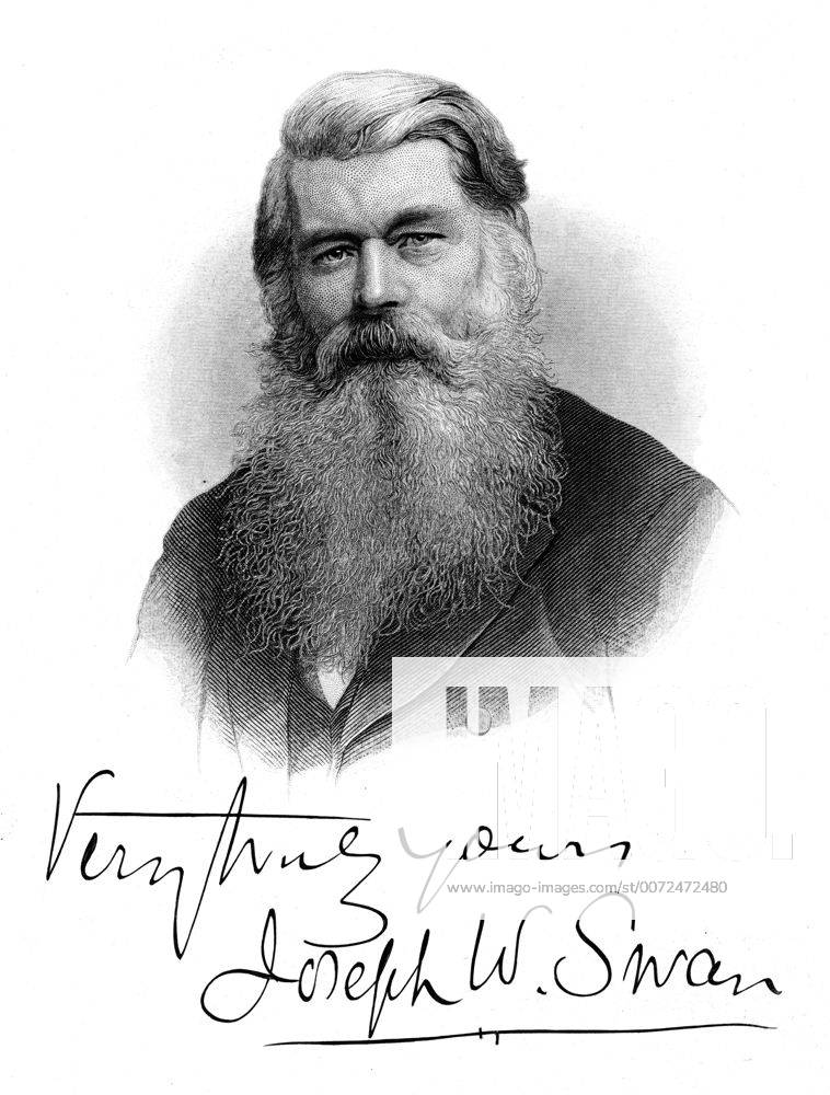 Joseph Wilson Swan (1828-1914) British physicist and chemist. Photography (bromide paper): Incandescent light bulb. Engraving WHA !ACHTUNG AUFNAHMEDATUM GESCHÄTZT!