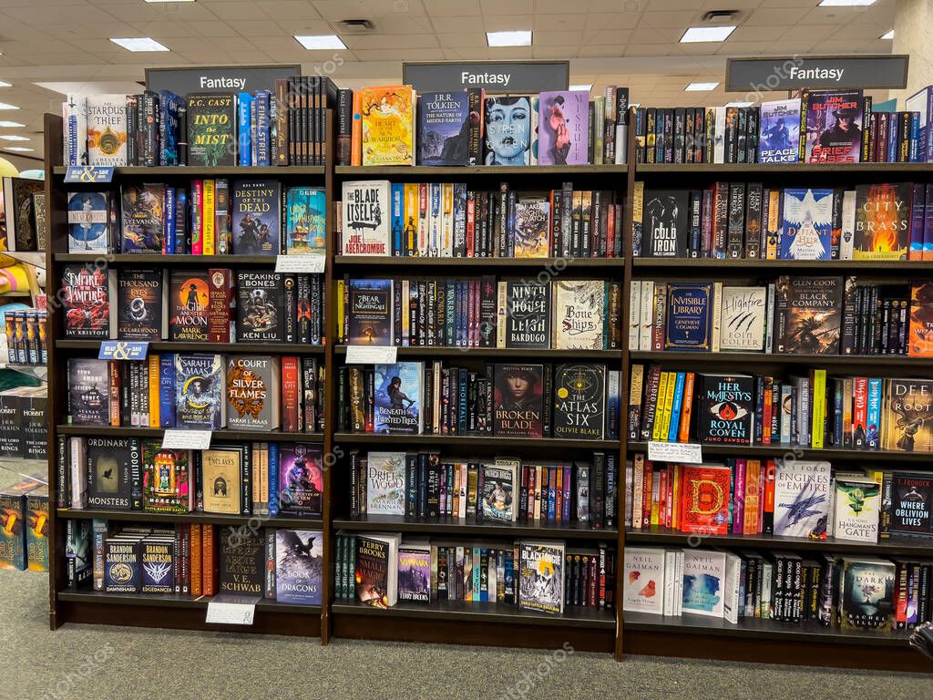 Woodinville, WA USA - circa November 2022: Wide view of books for sale inside a Barnes and Noble store.