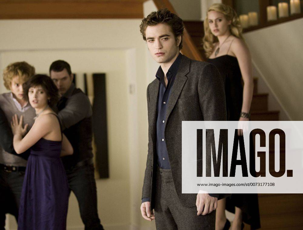 RELEASE DATE: November 20, 2009. MOVIE TITLE: Twilight: New Moon. STUDIO: Imprint Entertainment. PLOT: After Bella recovers from the vampire attack that almost claimed her life, she looks to celebrate her birthday with Edward and his family. However, a minor accident during the festivities results in Bella s blood being shed, a sight that proves too intense for the Cullens, who decide to leave the town of Forks, Washington for Bella and Edward s sake. Initially heartbroken, Bella finds a form of comfort in reckless living, as well as an even-closer friendship with Jacob Black. Danger in different forms awaits. PICTURED: NIKKI REED as Rosalie Hale, KELLAN LUTZ as Emmett Cullen, ASHLEY GREENE as Alice Cullen, JACKSON RATHBONE as Jasper Hale and ROBERT PATTINSON as Edward Cullen. - ZUMAg90_