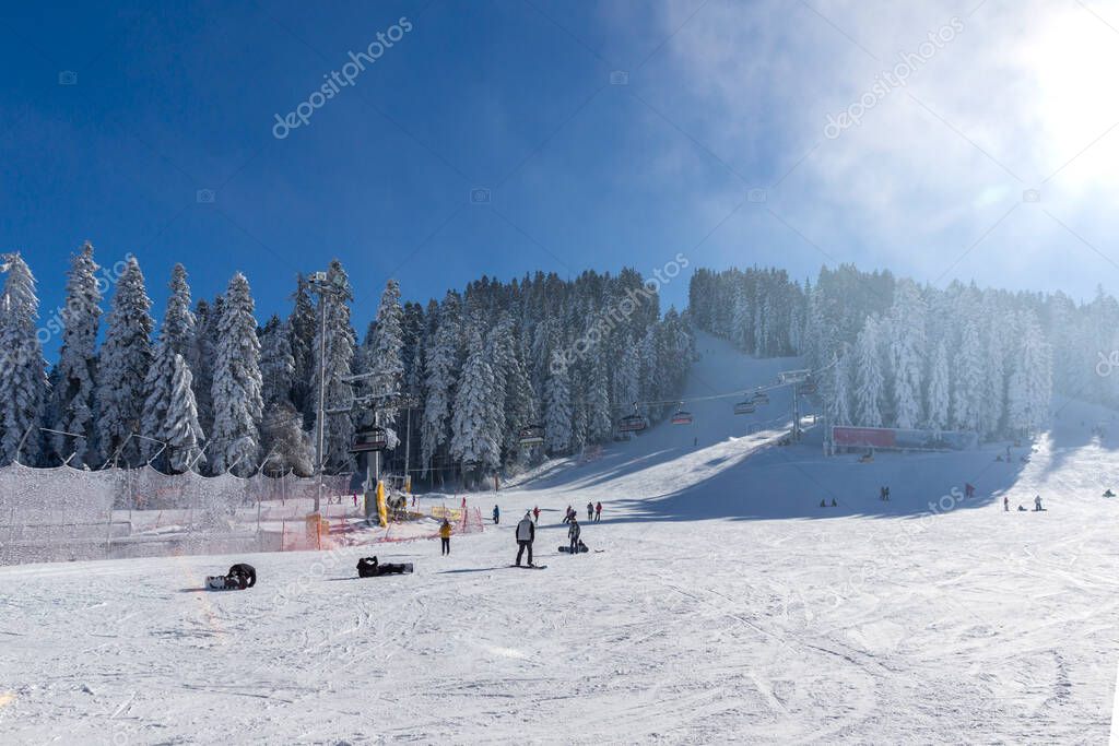 Winter view of ski resort of Borovets at Rila Mountain, Sofia Region, Bulgaria