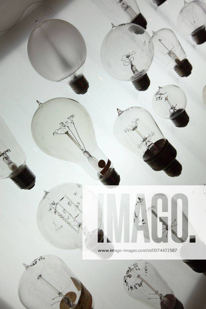 USA,California, Pasadena, Historical designed Light bulbs display in Dibner Hall of the History of Science in Huntington Library,