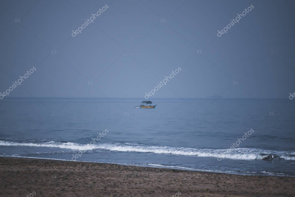 Panorama landscape view of a beautiful tropical sea beach in summertime during christmas holiday. ( MUMBAI, MAHARASTRA, INDIA). Travel vacation and holiday concept.