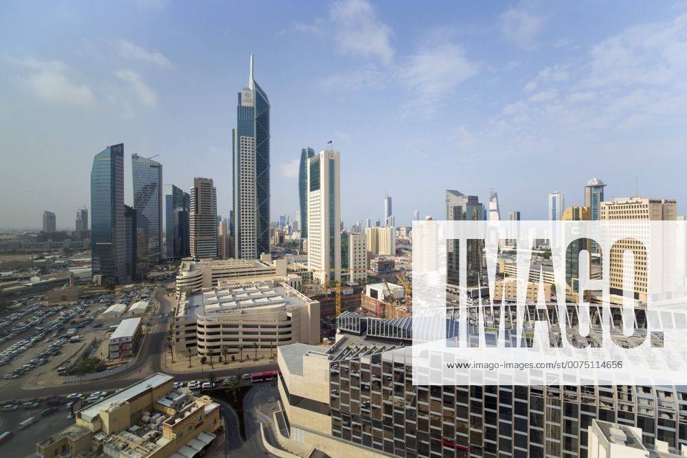 Elevated view of the modern city skyline and central business district, Kuwait City, Kuwait, Middle East