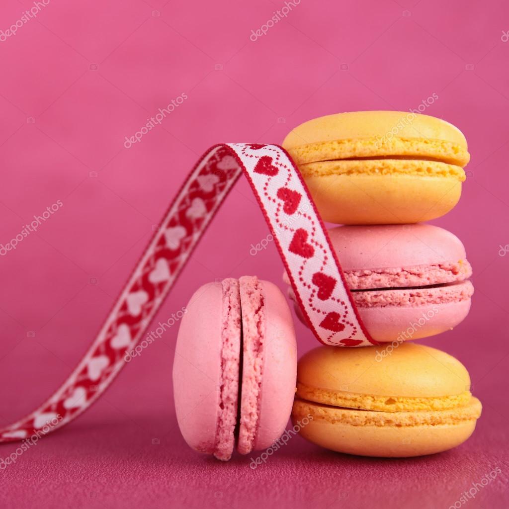 Macaroons on pink background