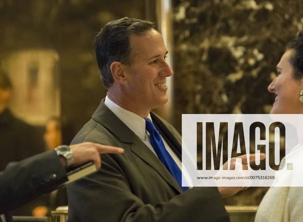 New York, New York, United States of America - Former United States Senator Rick Santorum (Republican of Pennsylvania) is seen in the lobby of Trump Tower in New York, NY, USA upon his arrival for a meeting with President-elect Trump on December 12, 2016. .Credit: Pool via CNP New York United States of America - ZUMAs152 20161212_zaa_s152_002