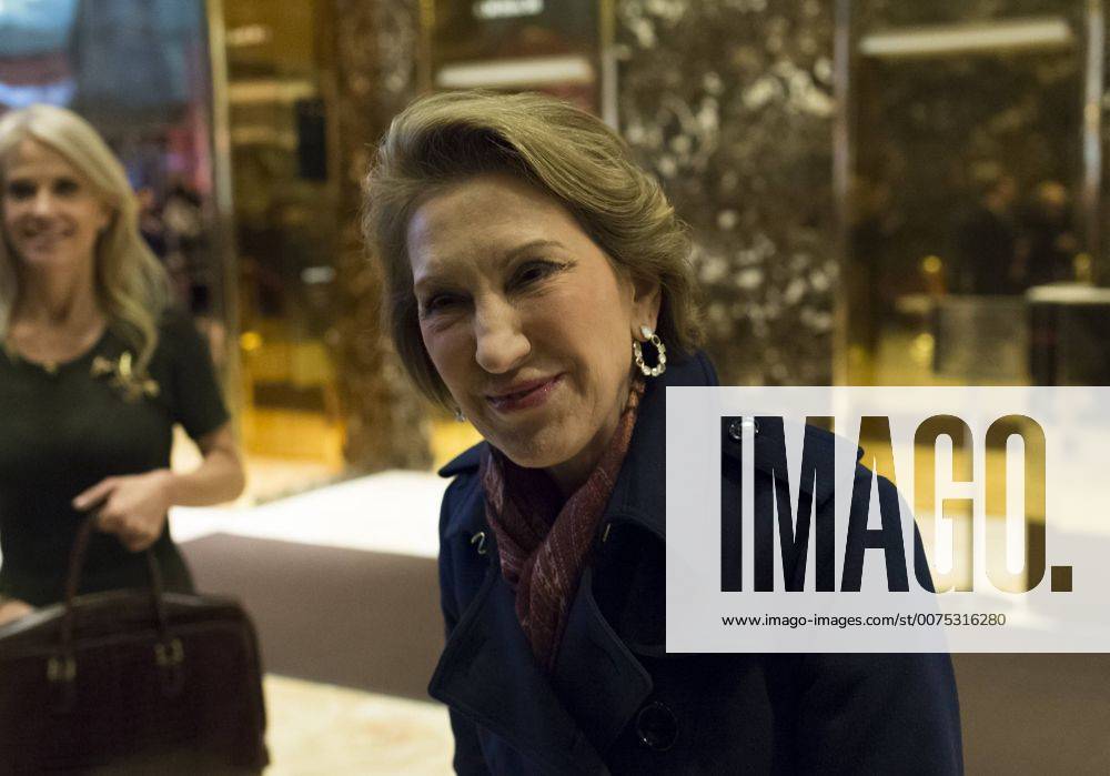 New York, New York, United States of America - Carly Fiorina speaks with the press in the lobby of Trump Tower following her meeting with President-elect Donald Trump in New York, NY, USA on December 12, 2016. .Credit: Pool via CNP New York United States of America - ZUMAs152 20161212_zaa_s152_027