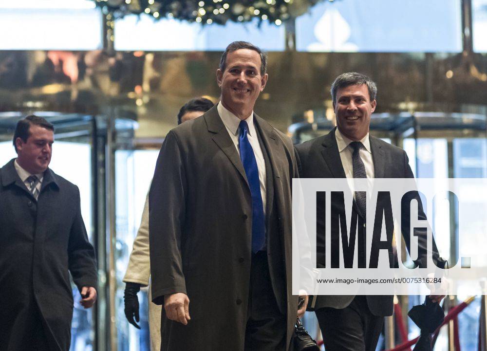 New York, New York, United States of America - Former United States Senator Rick Santorum (Republican of Pennsylvania) is seen in the lobby of Trump Tower in New York, NY, USA upon his arrival for a meeting with President-elect Trump on December 12, 2016. .Credit: Pool via CNP New York United States of America - ZUMAs152 20161212_zaa_s152_020