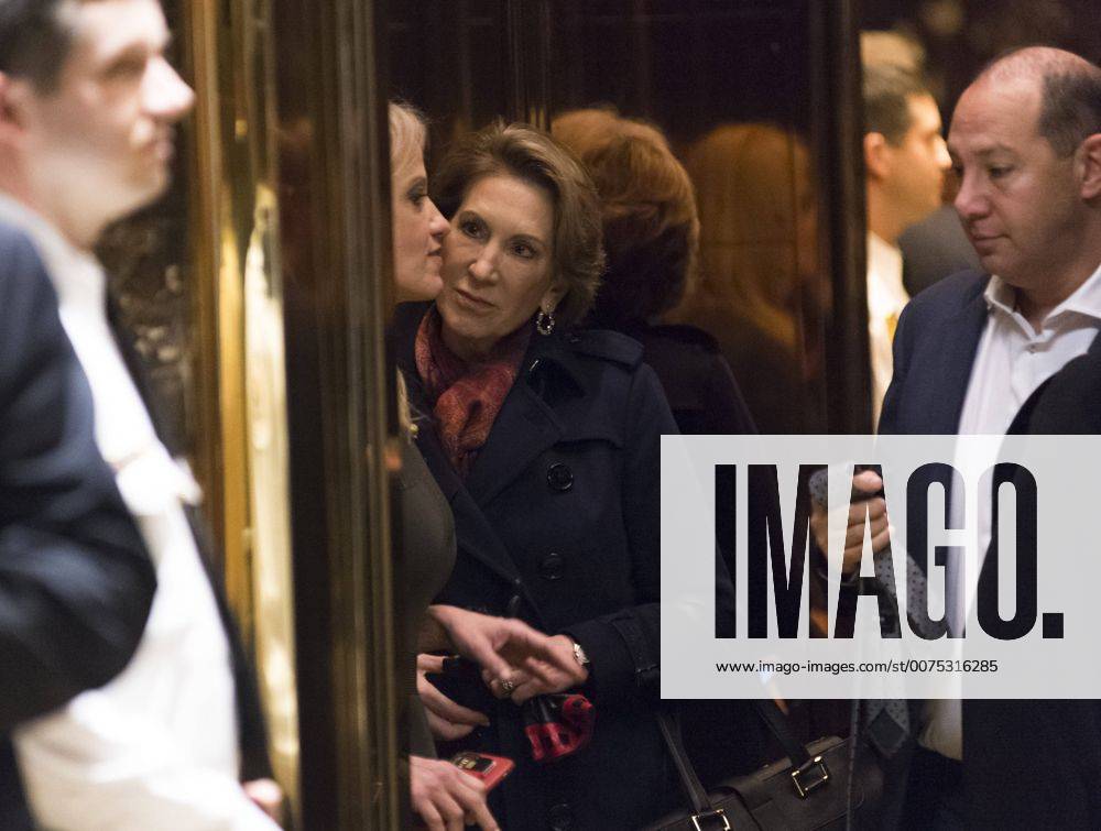 New York, New York, United States of America - Former Republican presidential primary candidate Carly Fiorina is seen in an elevator in lobby of Trump Tower in New York, NY, USA December 12, 2016. .Credit: Pool via CNP New York United States of America - ZUMAs152 20161212_zaa_s152_038