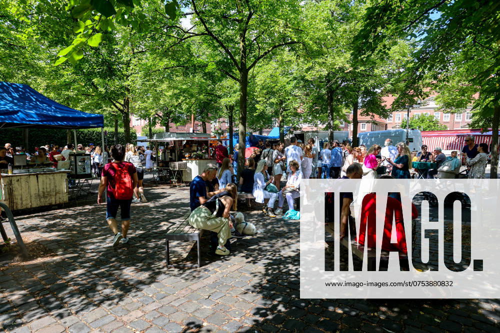 Wochenmarkt auf dem Domplatz. Münster, Nordrhein-Westfalen, DEU, Deutschland