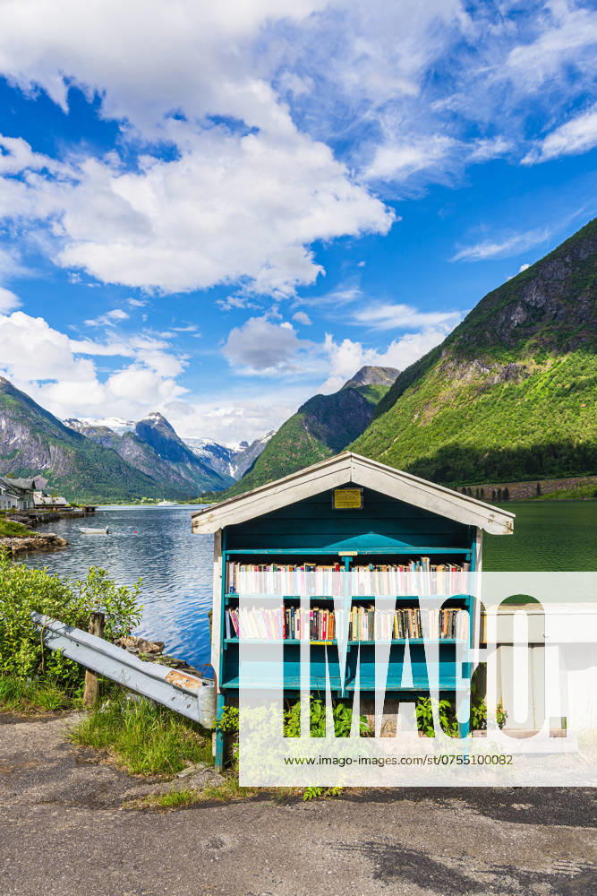 Bücherauslage in Fjærland in Norwegen Bücherauslage in Fjærland in Norwegen.