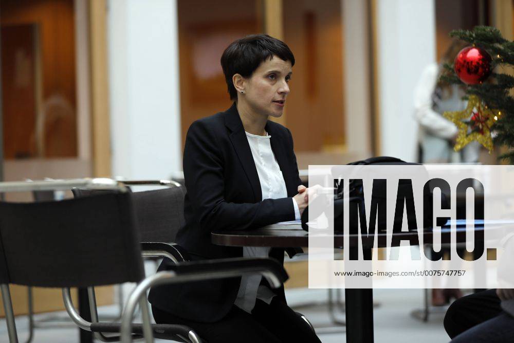 Pressekonferenz der AfD-Vorsitzenden Frauke Petry mit ihrem Freund, Parteikollege Marcus Pretzell, am Freitag (16.12.2016) in Berlin . Petry wird von zwei Sicherheitsbeamten des sächsischen LKA s begleitet .