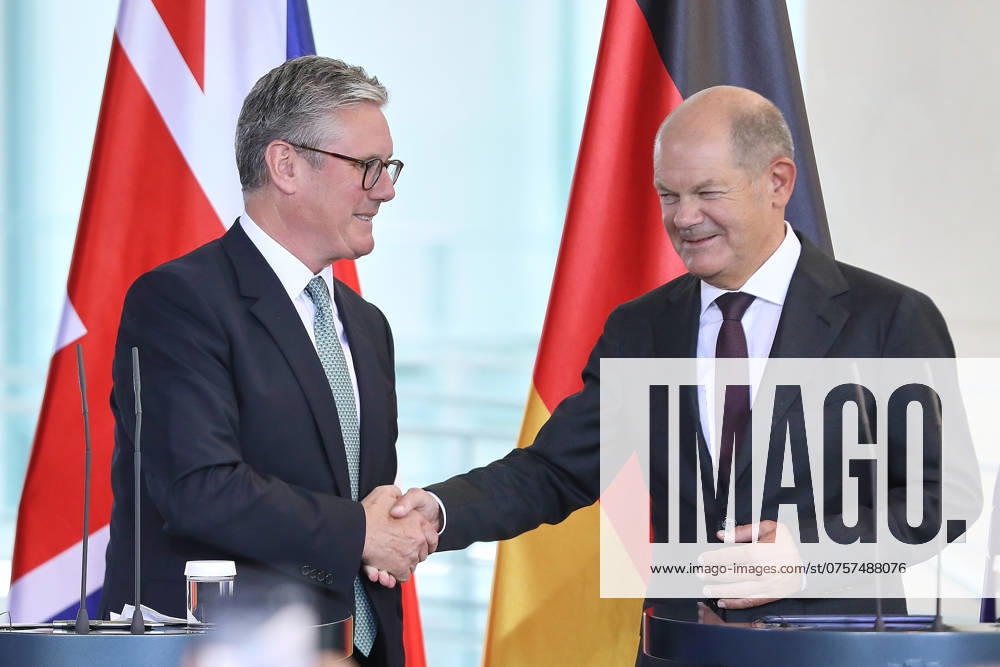 Berlin, Deutschland, 28.08.2024: Bundeskanzleramt: Empfang des britischen Premierministers durch den deutschen Bundeskanzler: Keir Starmer und Bundeskanzler Olaf Scholz (SPD)