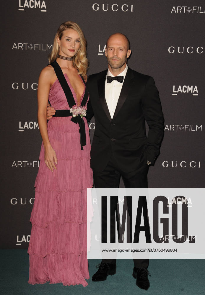 Rosie Huntington-Whiteley and Jason Statham arriving at the LACMA 2015 Art and Film Gala Honouring James Turrell And Alejandro G Inarritu at LACMA on November 7, 2015 in Los Angeles, California.