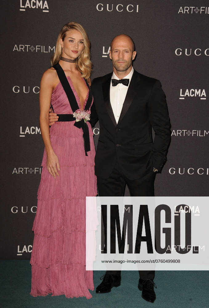 Rosie Huntington-Whiteley and Jason Statham arriving at the LACMA 2015 Art and Film Gala Honouring James Turrell And Alejandro G Inarritu at LACMA on November 7, 2015 in Los Angeles, California.
