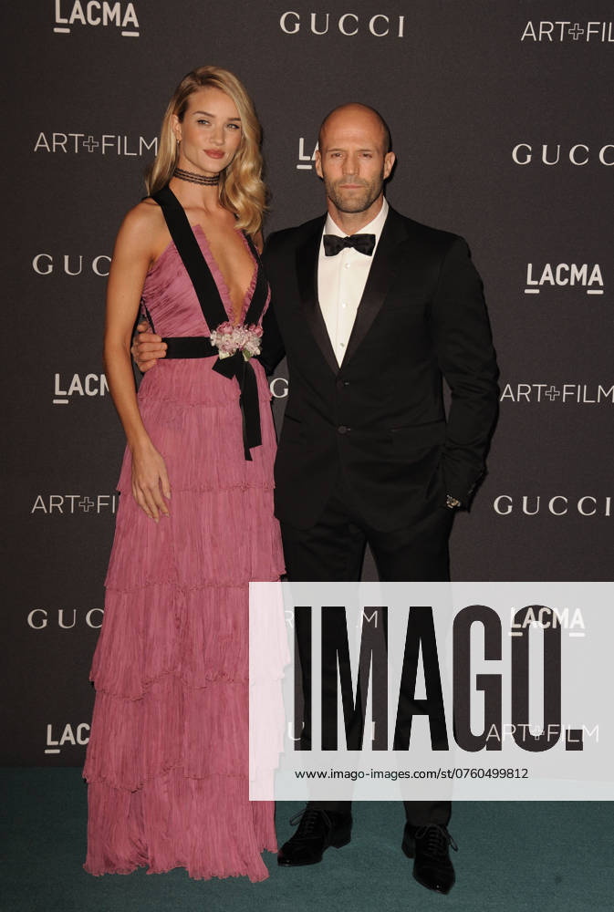Rosie Huntington-Whiteley and Jason Statham arriving at the LACMA 2015 Art and Film Gala Honouring James Turrell And Alejandro G Inarritu at LACMA on November 7, 2015 in Los Angeles, California.