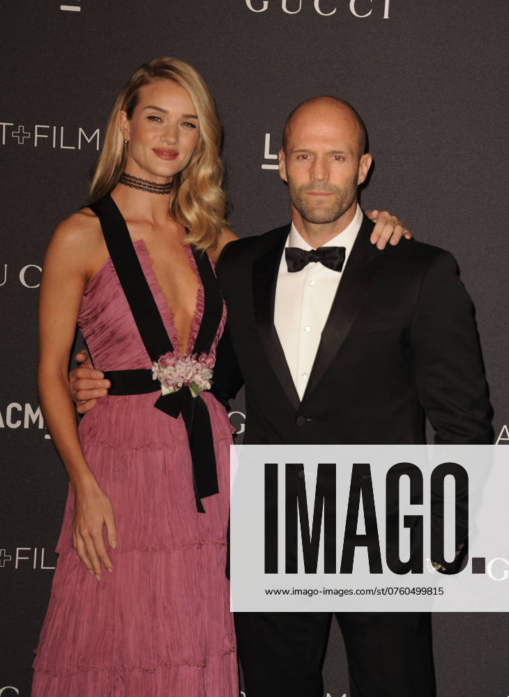 Rosie Huntington-Whiteley and Jason Statham arriving at the LACMA 2015 Art and Film Gala Honouring James Turrell And Alejandro G Inarritu at LACMA on November 7, 2015 in Los Angeles, California.