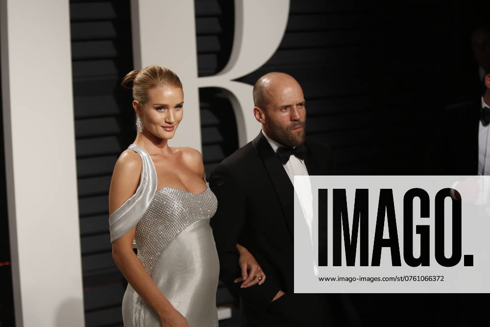 Rosie Huntington-Whiteley and Jason Statham arrive at the Vanity Fair Oscar Party at Wallis Annenberg Center for the Performing Arts in Beverly Hills, Los Angeles, USA, on 26 February 2017. Photo: HB00344