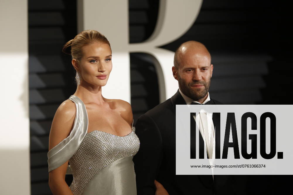 Rosie Huntington-Whiteley and Jason Statham arrive at the Vanity Fair Oscar Party at Wallis Annenberg Center for the Performing Arts in Beverly Hills, Los Angeles, USA, on 26 February 2017. Photo: HB00344